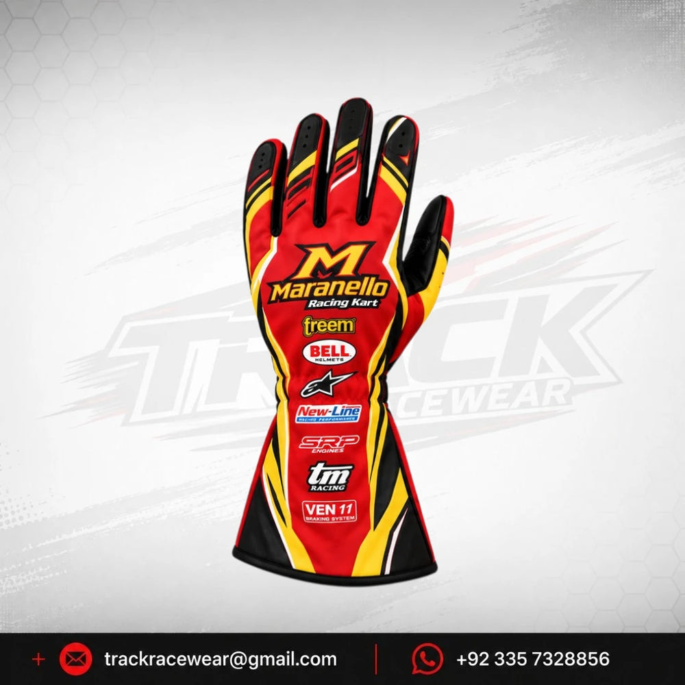 Maranello Red Black Yellow Karting Gloves