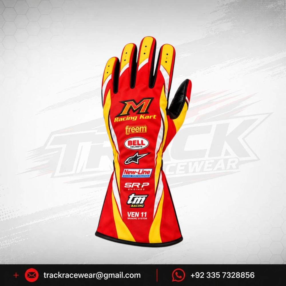 Maranello Red Yellow Karting Gloves