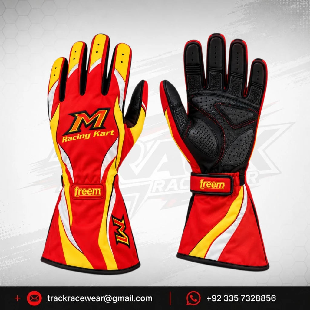 Maranello Red Yellow Racing Gloves