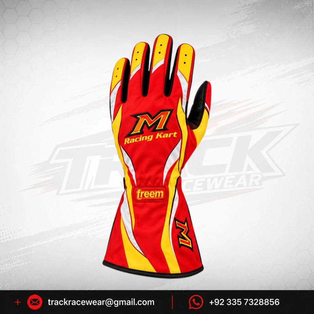 Maranello Red Yellow Racing Gloves
