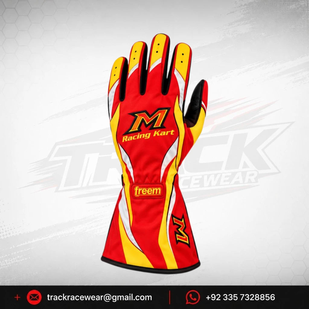 Maranello Red Yellow Racing Gloves