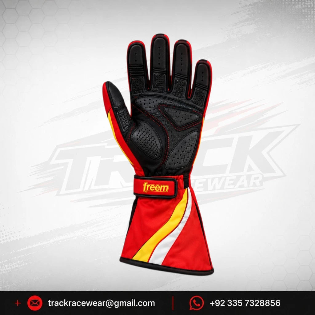 Maranello Red Yellow Racing Gloves