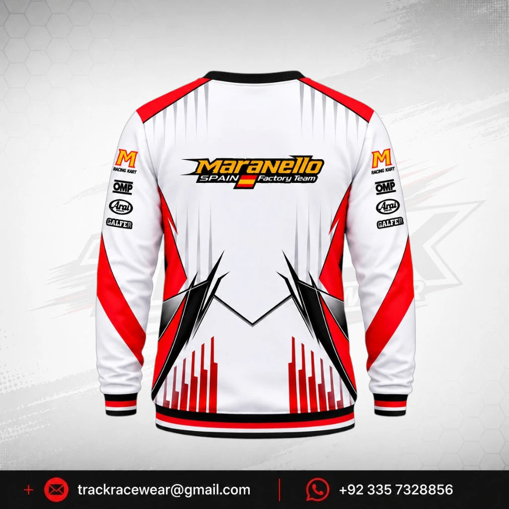 Maranello Spain White Track Crewneck