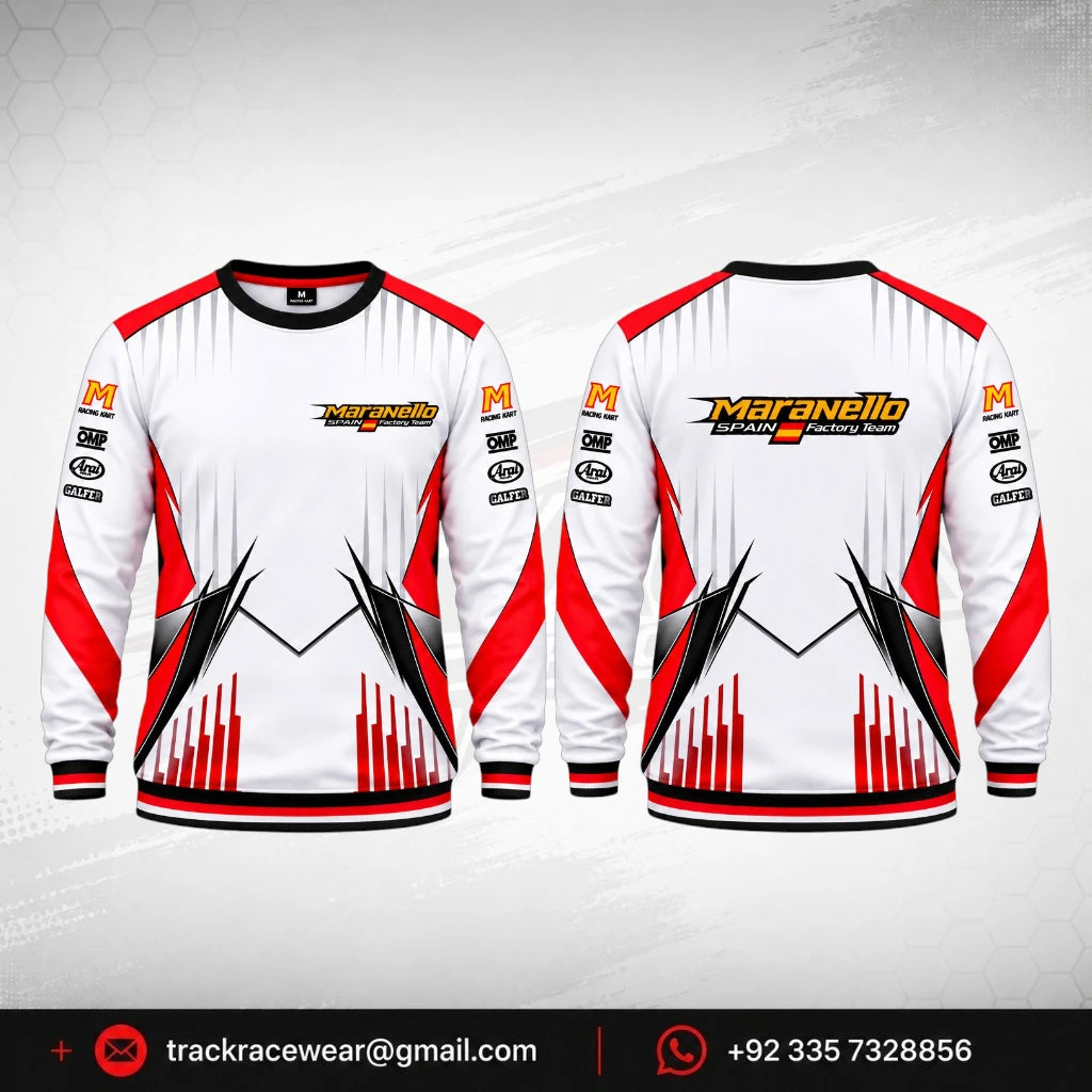Maranello Spain White Track Crewneck