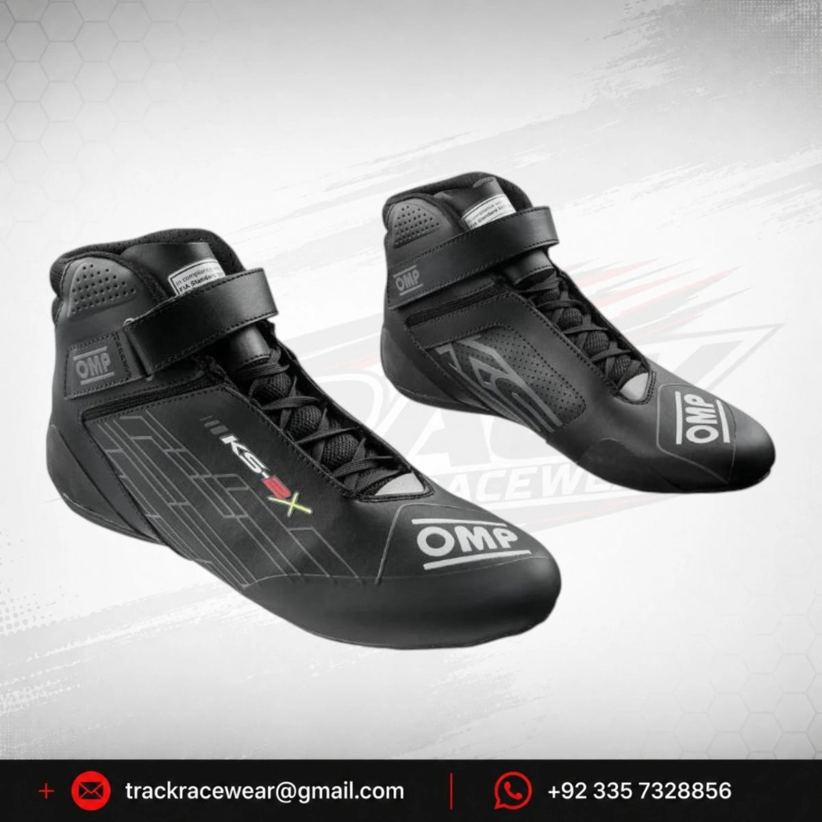OMP KS-1X Professional Karting Shoes – Sleek Black Motorsport Boots