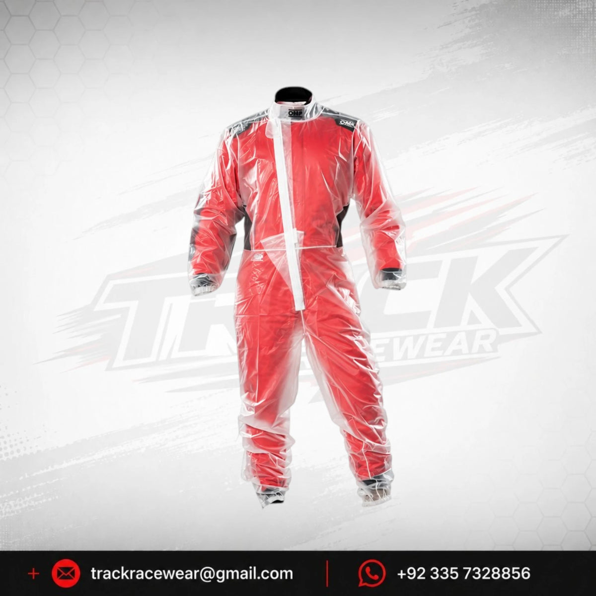 OMP Red Clear Kart Racing Rain Suit – Waterproof Over Suit