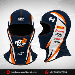 Official 2026 MS KART Balaclava – Navy Blue, Orange & White