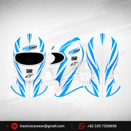 Official 2026 MS KART Balaclava – White & Cyan Blue