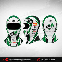 Official 2026 MS KART Balaclava – White, Green & Black
