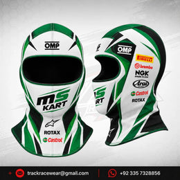 Official 2026 MS KART Balaclava – White, Green & Black