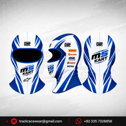 Official 2026 MS KART Balaclava – White & Royal Blue