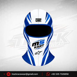 Official 2026 MS KART Balaclava – White & Royal Blue