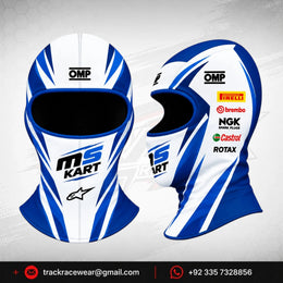 Official 2026 MS KART Balaclava – White & Royal Blue