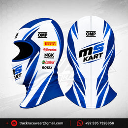 Official 2026 MS KART Balaclava – White & Royal Blue