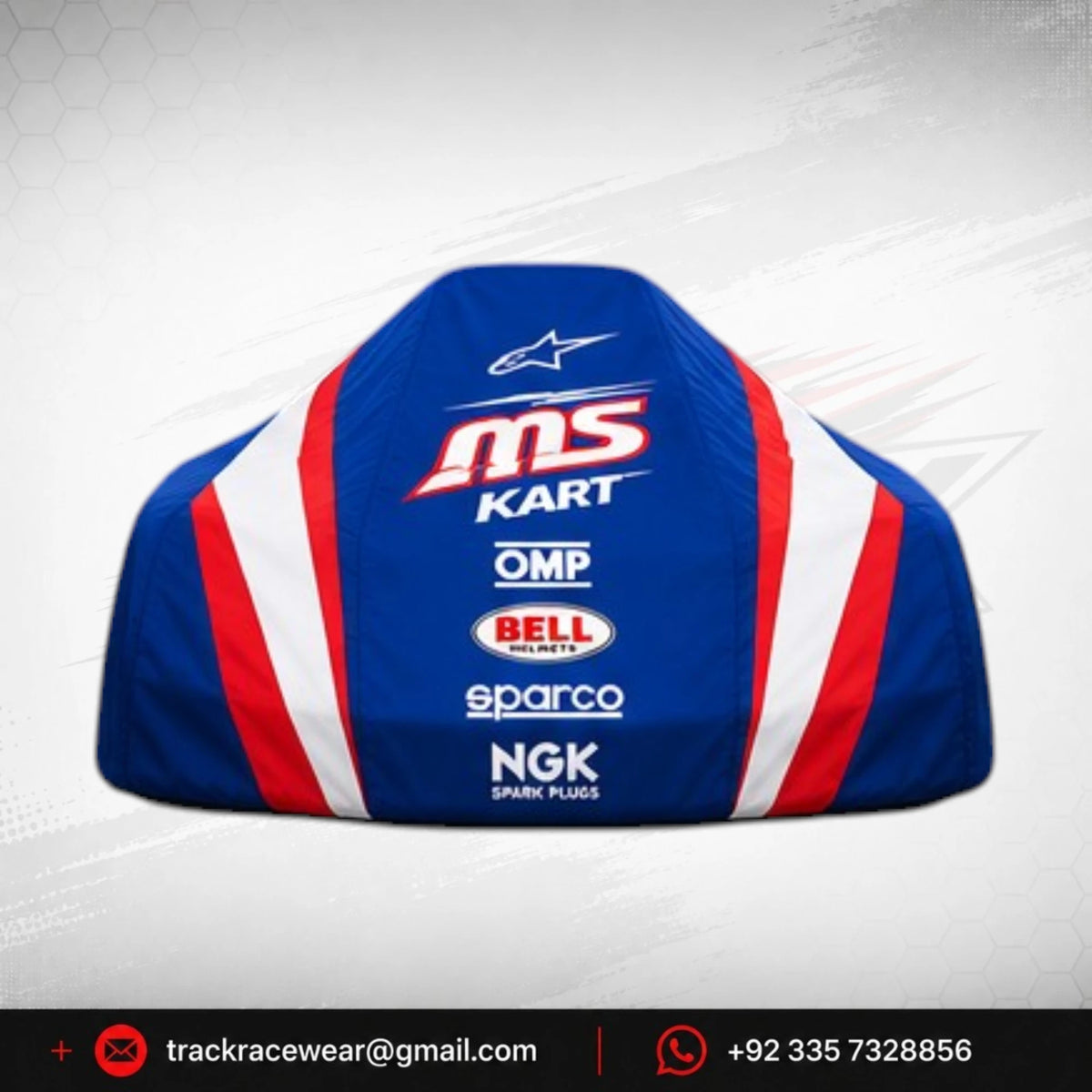 Official 2026 MS KART Factory Racing Protective Kart Cover – Royal Blue, Red & White