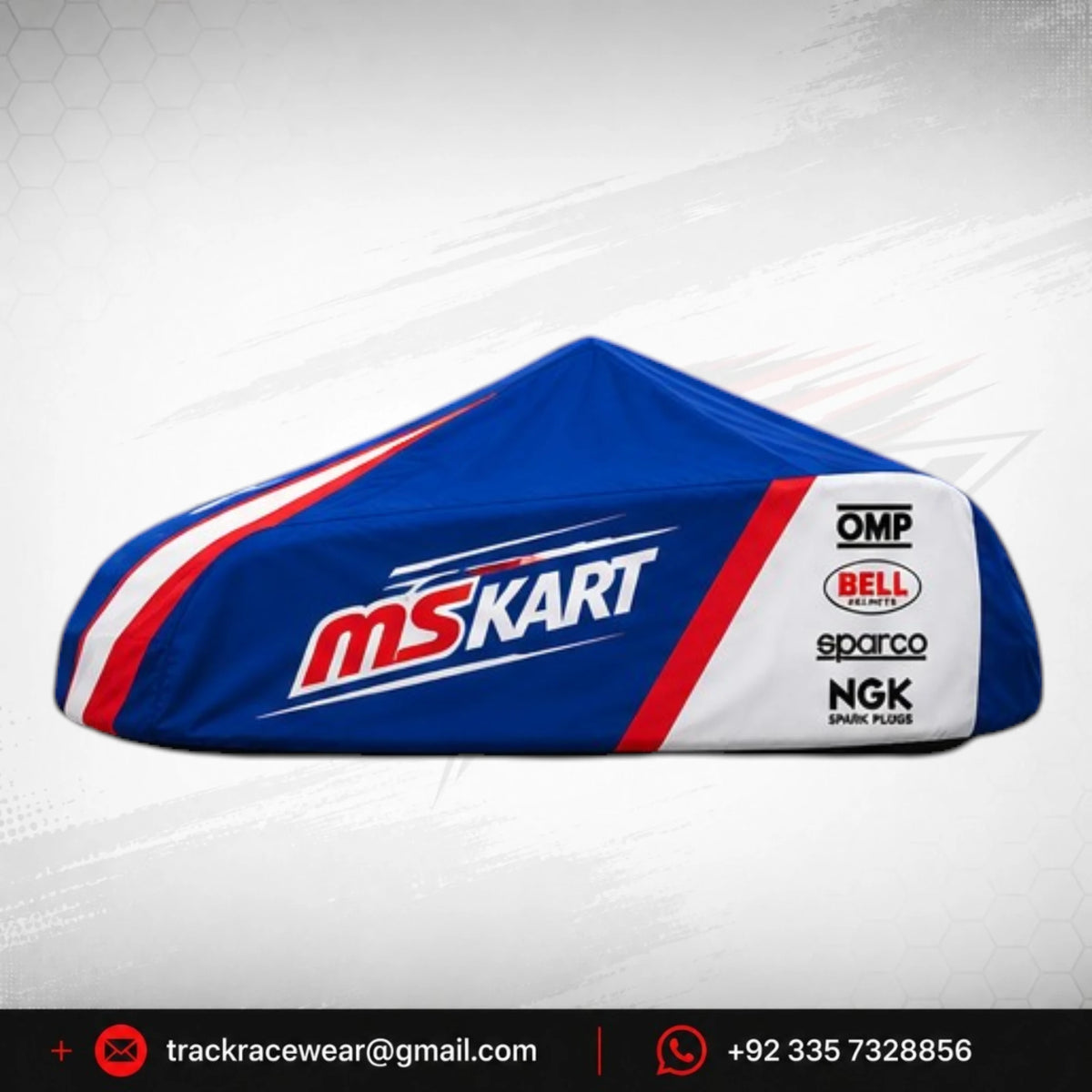 Official 2026 MS KART Factory Racing Protective Kart Cover – Royal Blue, Red & White