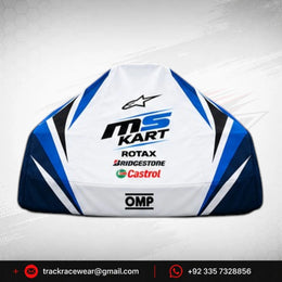 Official 2026 MS KART Factory Racing Protective Kart Cover – White & Dark Blue