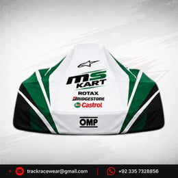 Official 2026 MS KART Factory Racing Protective Kart Cover – White, Green & Black