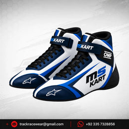 Official 2026 MS KART Racing Shoes – White & Royal Blue