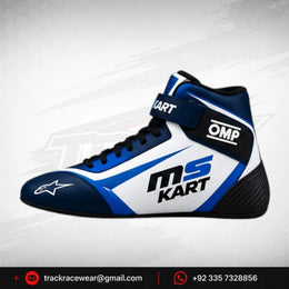 Official 2026 MS KART Racing Shoes – White & Royal Blue