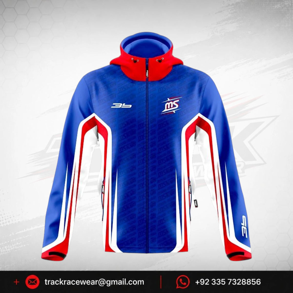 Official MS KART Factory Racing Full-Zip Technical Jacket – Royal Blue, Red & White