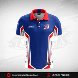 Official MS KART Factory Racing Team Polo Shirt – Royal Blue, Red & White