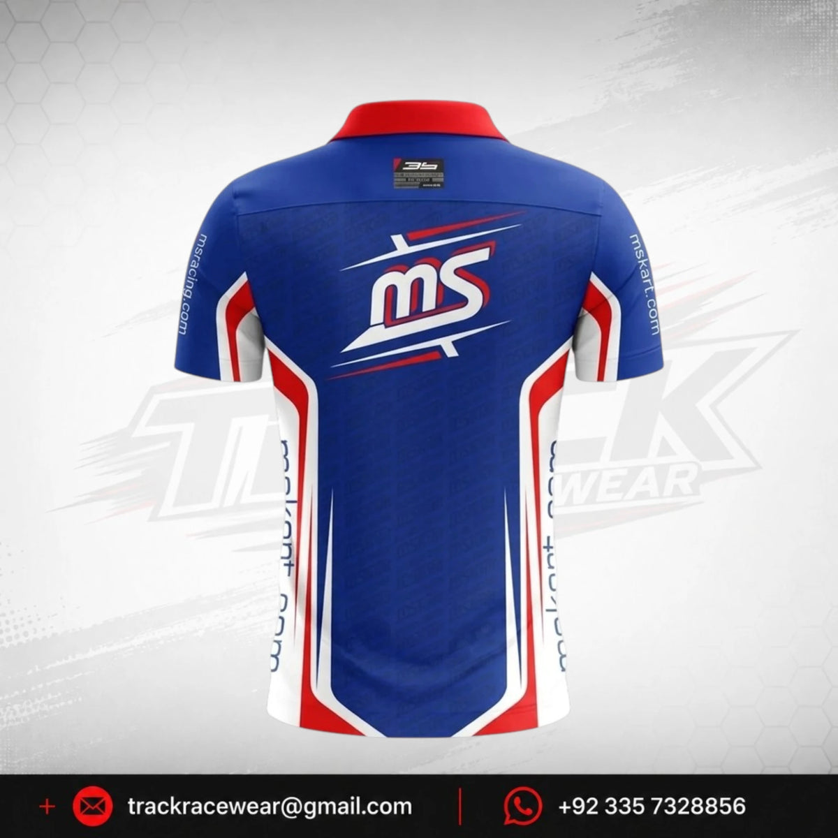 Official MS KART Factory Racing Team Polo Shirt – Royal Blue, Red & White