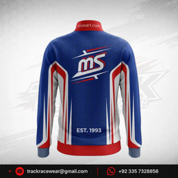 Official MS KART Factory Racing Zip-Up Sweatshirt Jacket – Royal Blue, Red & White