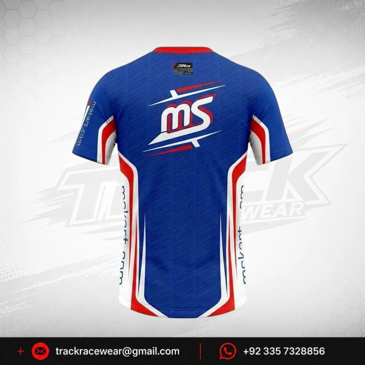 Official MS KART Factory Racing T-Shirt – Blue, Red & White