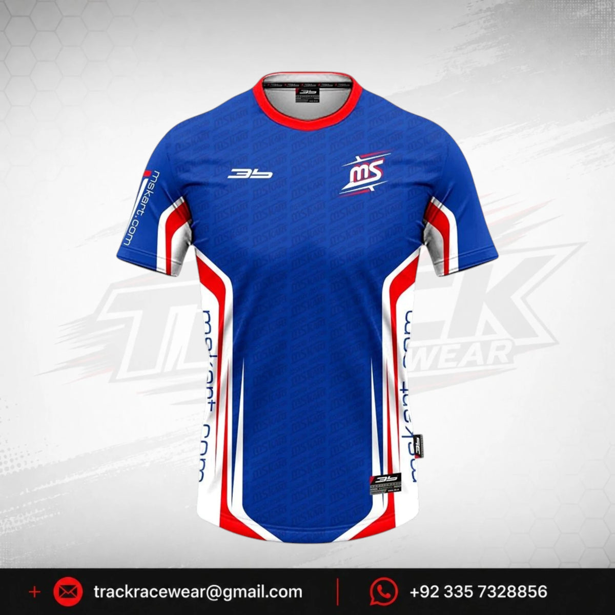 Official MS KART Factory Racing T-Shirt – Blue, Red & White