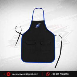Official MS KART Mechanic Work Apron – Black & Blue Trim