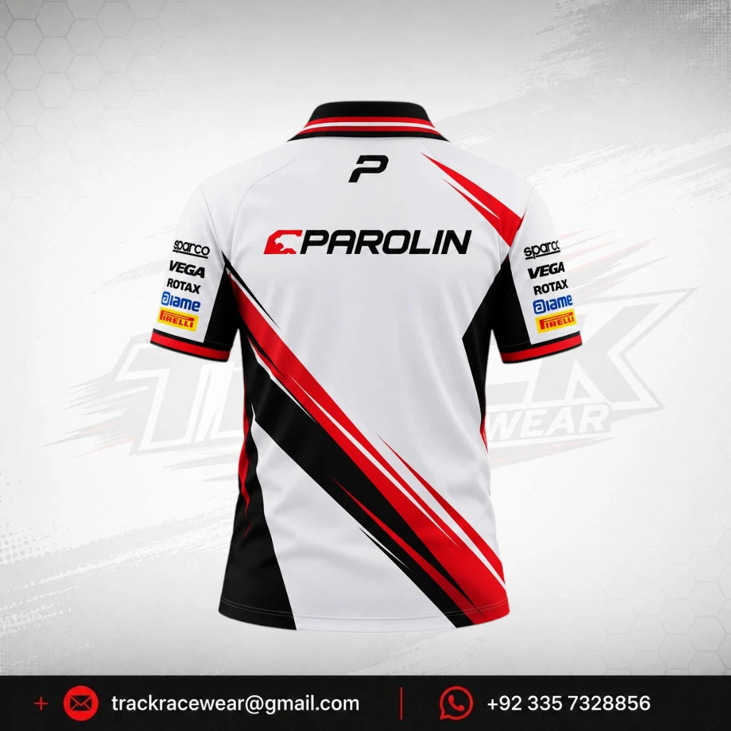 Parolin Red Black Graphic Racing Polo
