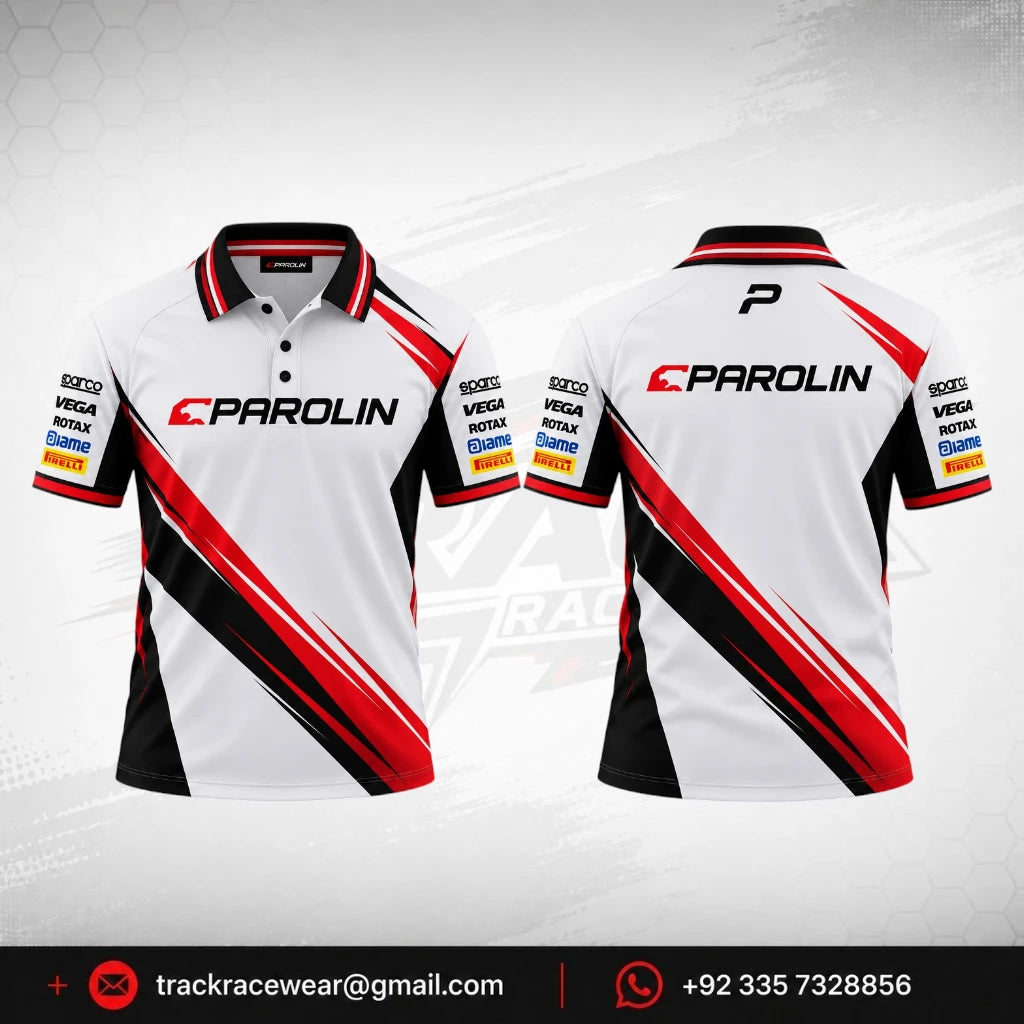 Parolin Red Black Graphic Racing Polo