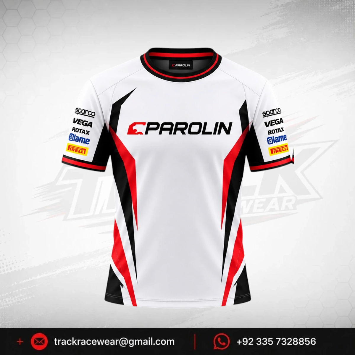 Parolin White Black Red Motorsport Tee