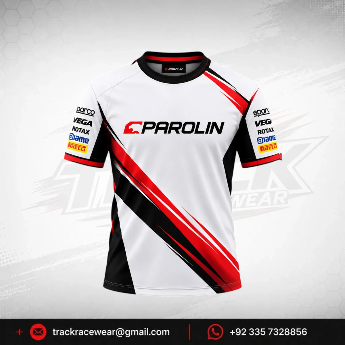 Parolin White Red Diagonal Racing T-Shirt