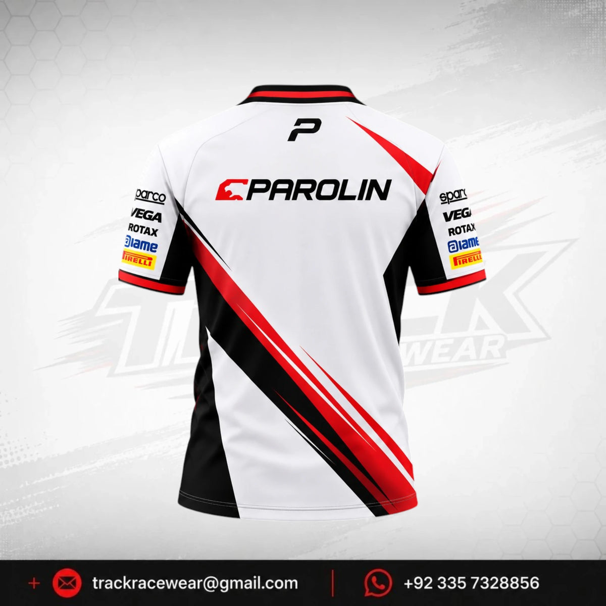 Parolin White Red Diagonal Racing T-Shirt