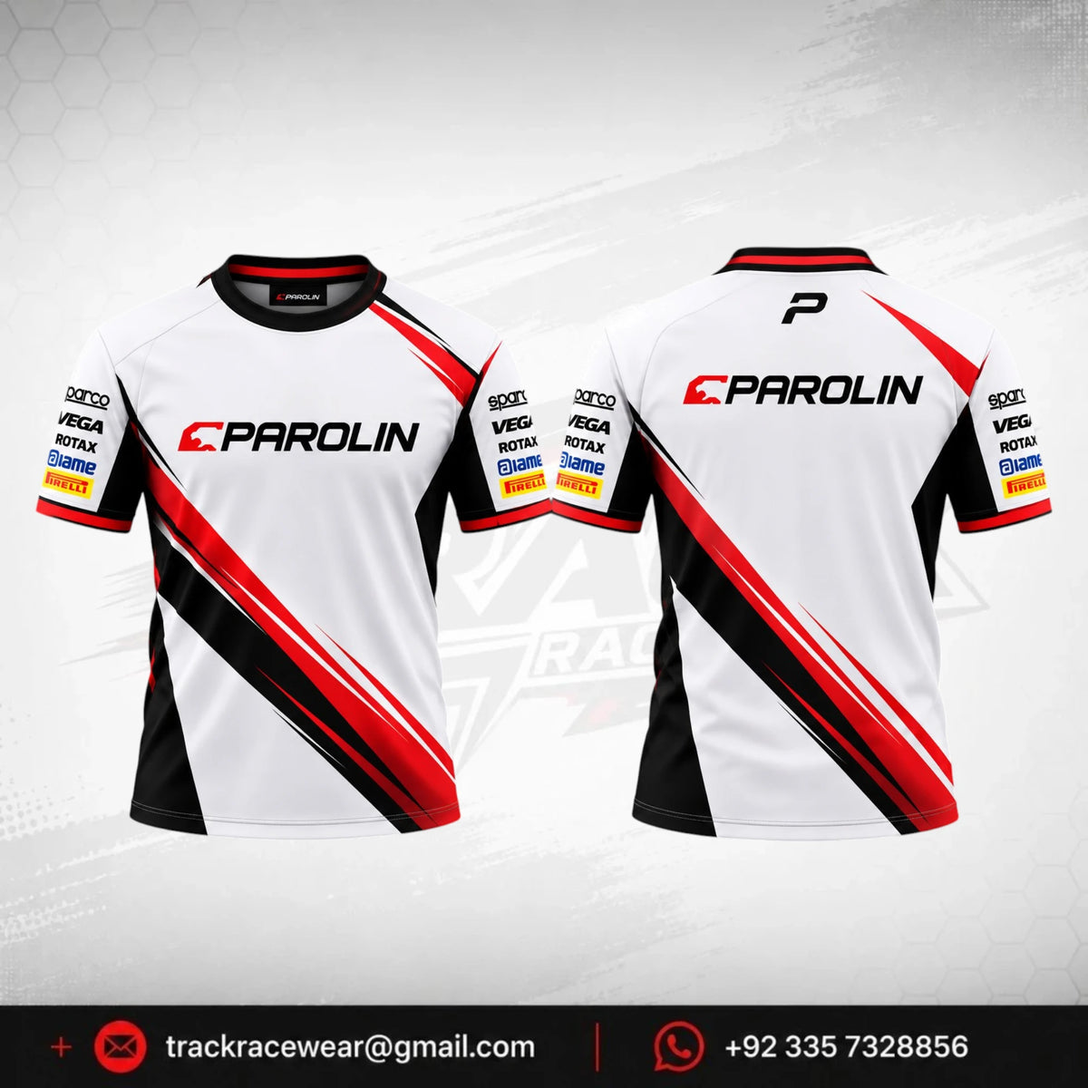 Parolin White Red Diagonal Racing T-Shirt