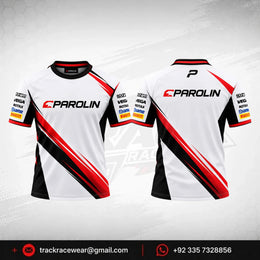 Parolin White Red Diagonal Racing T-Shirt