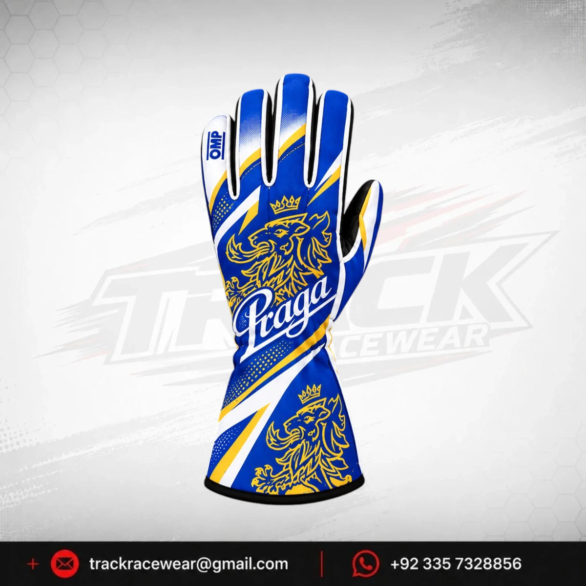 Praga Blue Gold Racing Gloves
