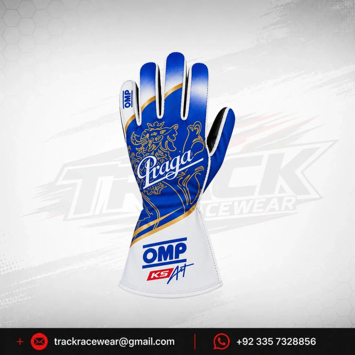 Praga Blue Gold Racing Gloves