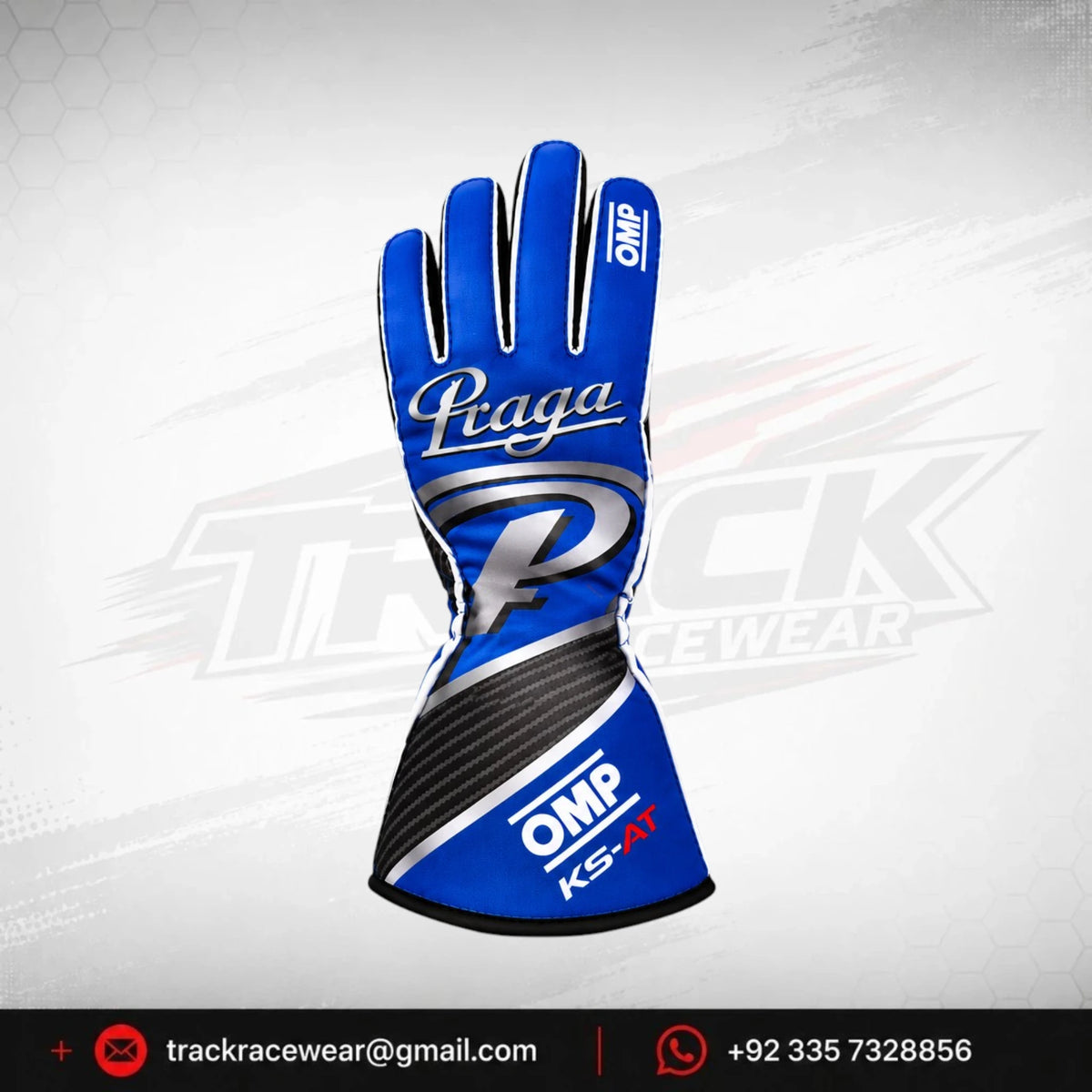 Praga Blue Silver Racing Gloves