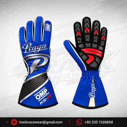 Praga Blue Silver Racing Gloves