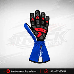 Praga Blue Silver Racing Gloves