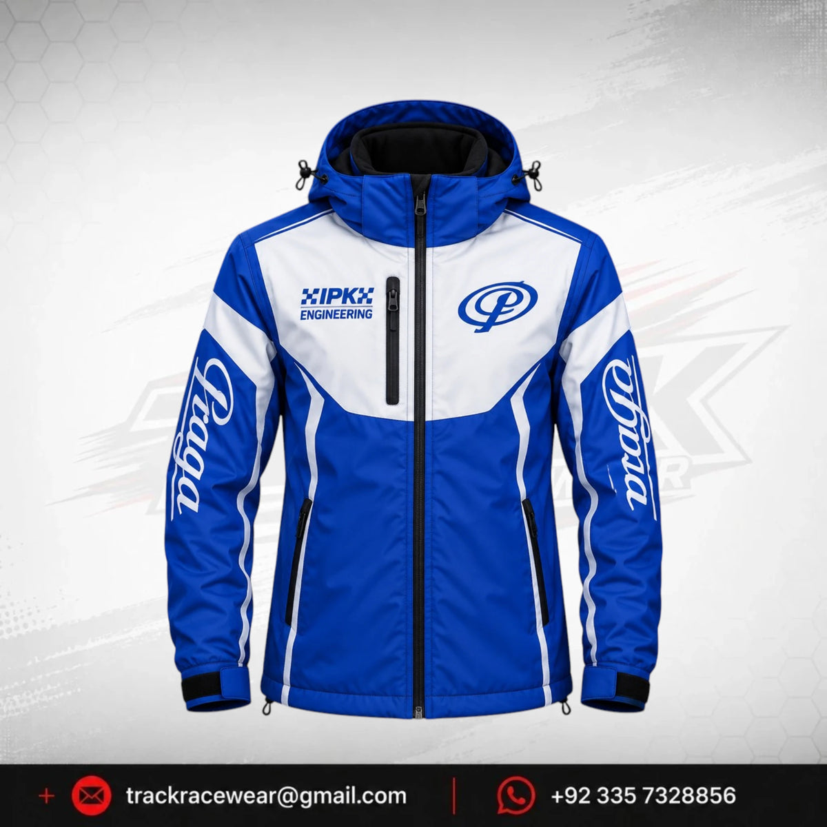 Praga Blue Hooded Racing Jacket