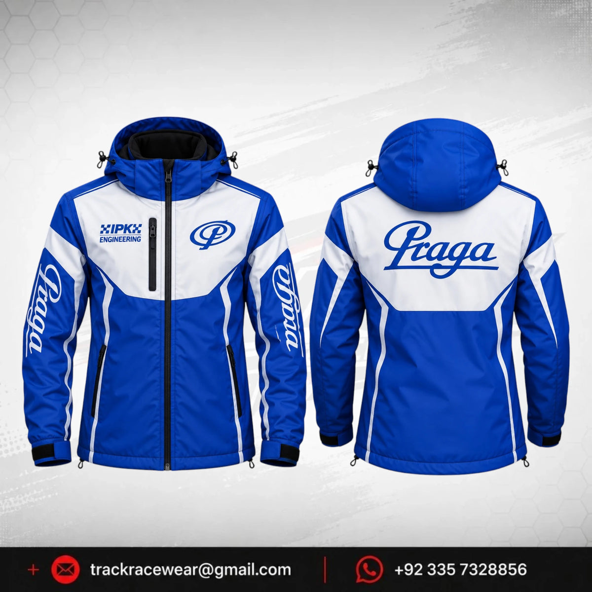 Praga Blue Hooded Racing Jacket