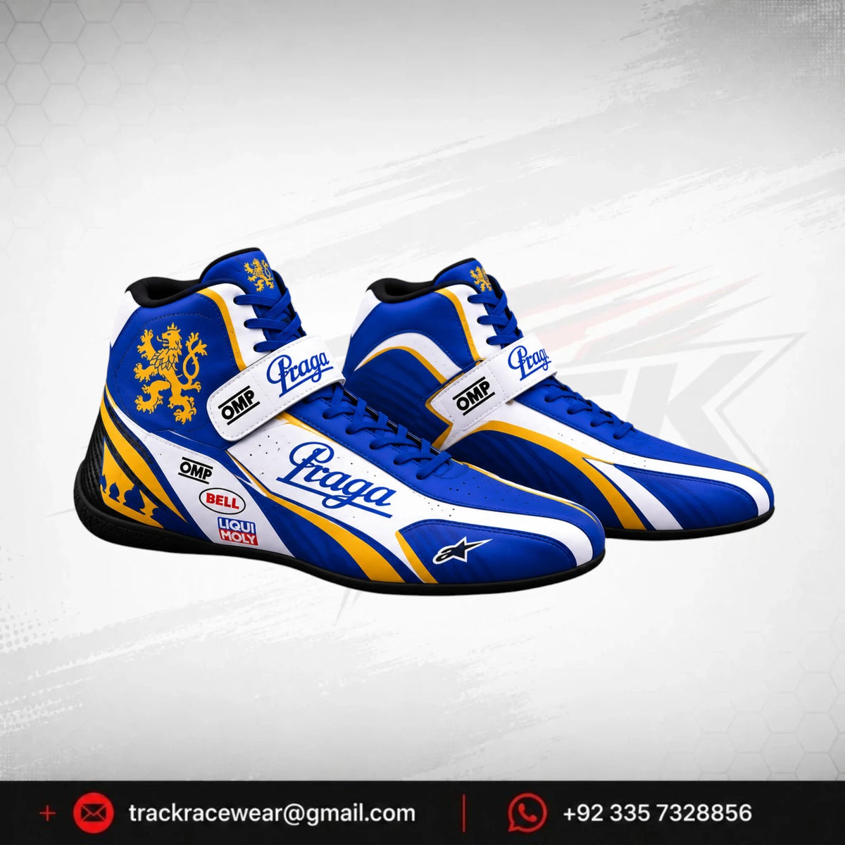 Praga Blue White High-Top Kart Shoes