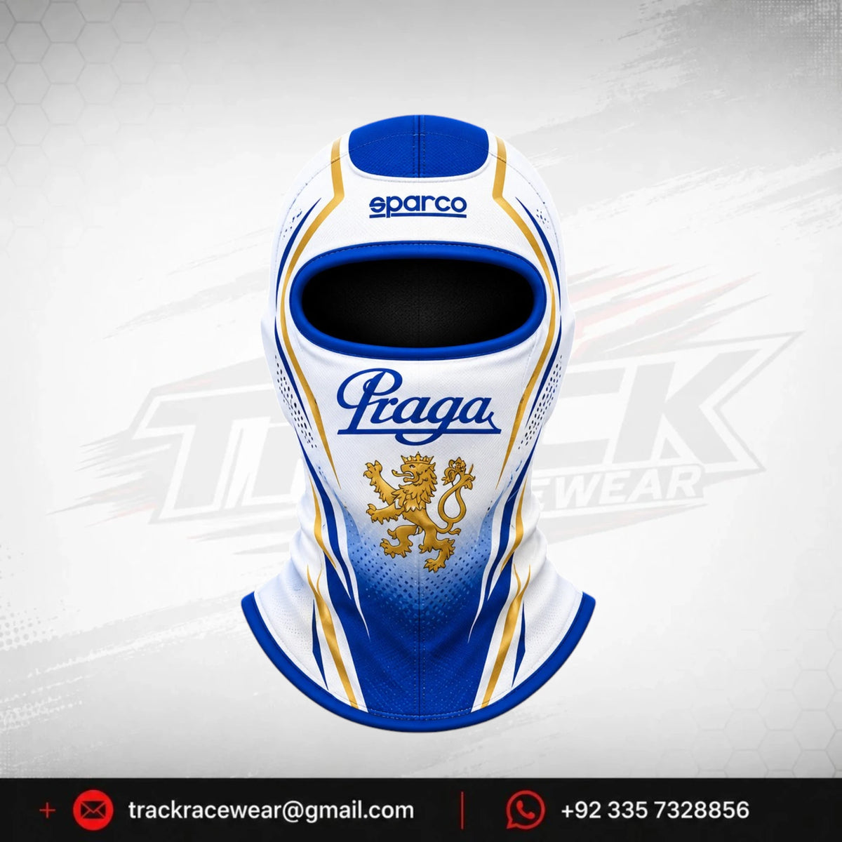Praga White Blue Karting Headwear