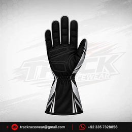 RS Black Silver Racing Gloves