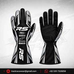 RS Black Silver Racing Gloves