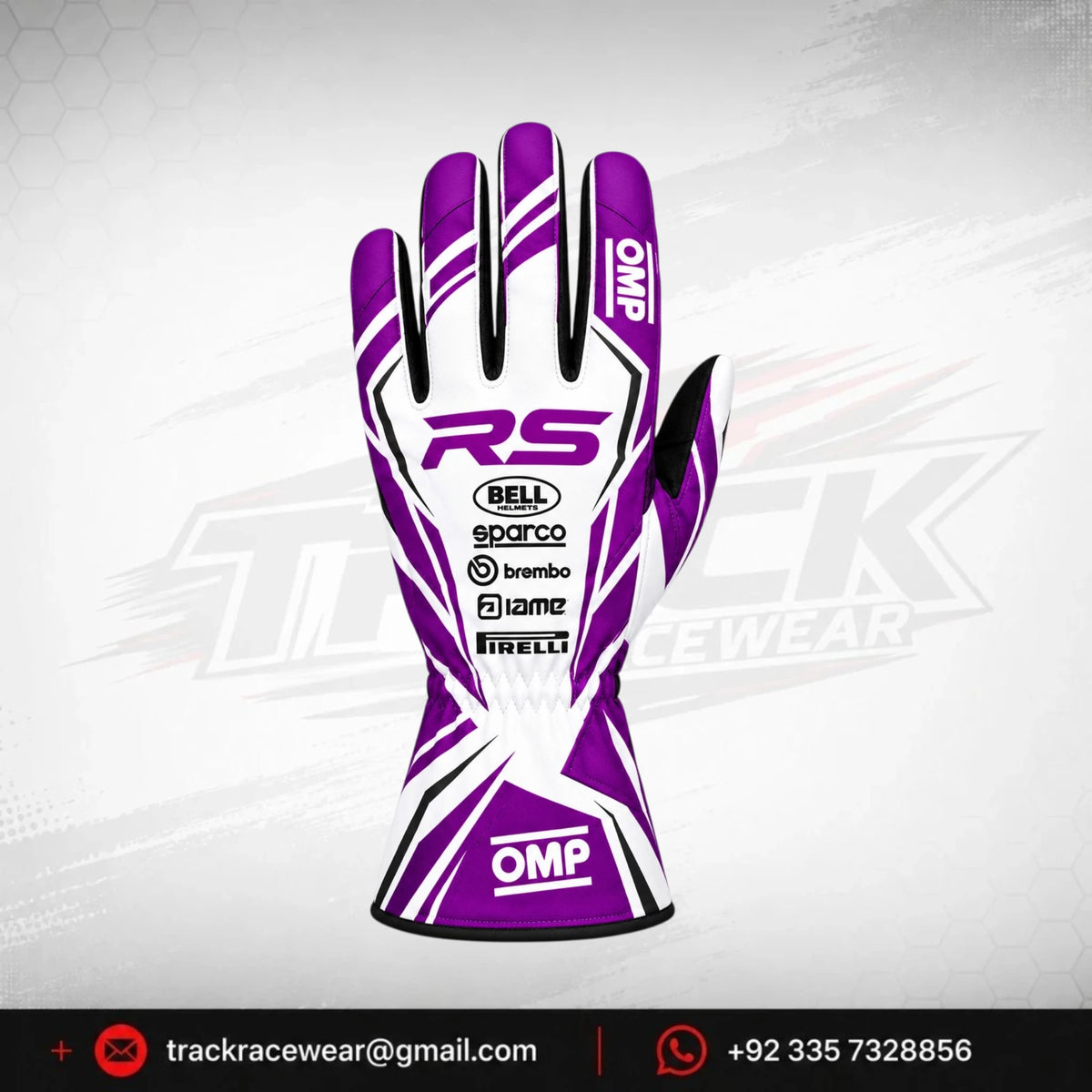 RS Purple White Racing Gloves